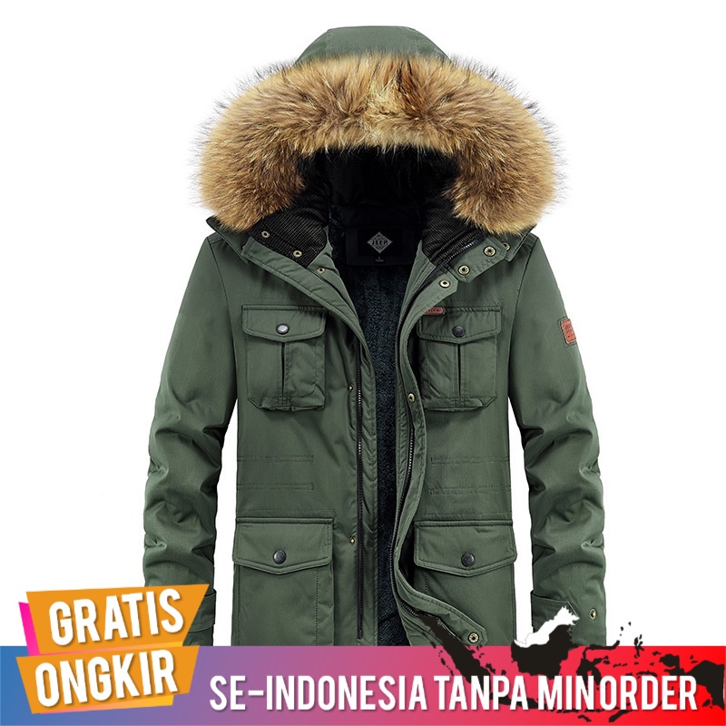Jaket Pria Parka Import Original Jeep Spirit Musim Dingin Zipper Warna Solid Penebalan Leisure Bertu