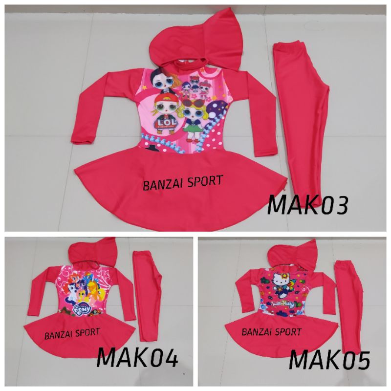 Baju renang muslim anak 3 - 5 tahun