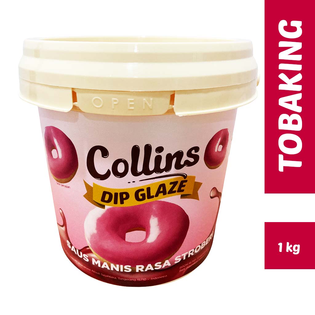 

Collins DIP GLAZE Strawberry 1KG Topping Stroberi Kue Donut Pisang