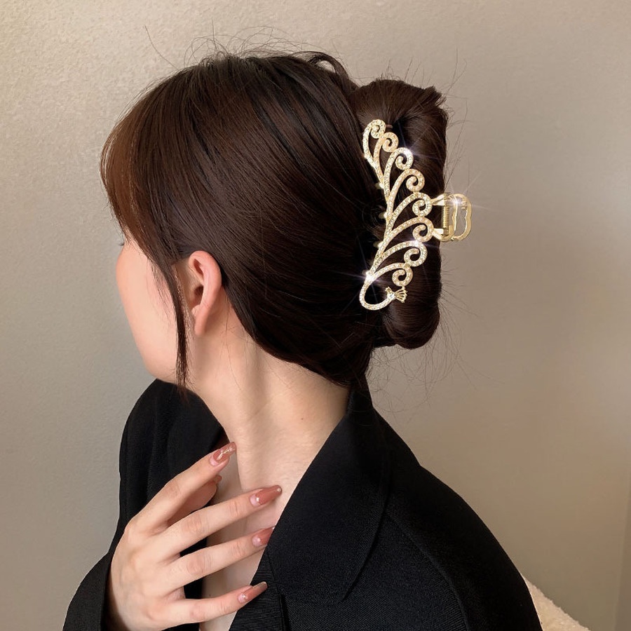 Jepit Rambut Bahan Alloy Aksen Mutiara Dan Kristal Ukuran 10.5cm Gaya Korea Untuk Wanita