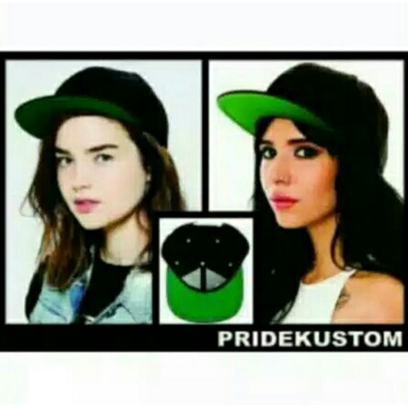 Topi snapback topi hiphop polos hitam full base hijau rapel