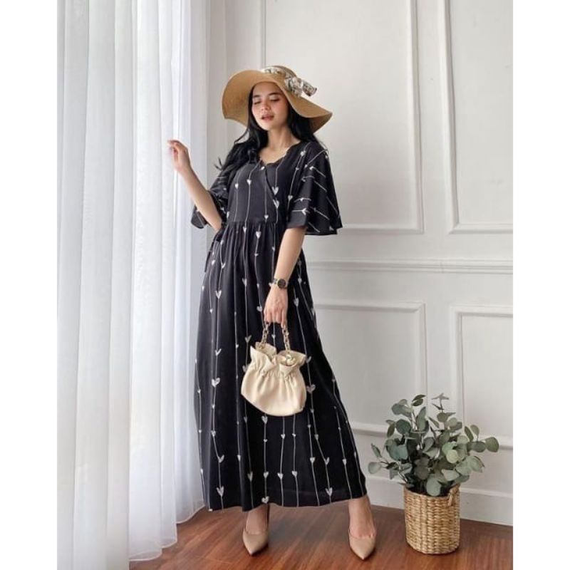 MANDA ONE SET WANITA / SETELAN RAYON DAILY ONE SET BAJU SETELAN PAJIMAS WANITA KEKINIAN-KIMONO HILSA BLACK