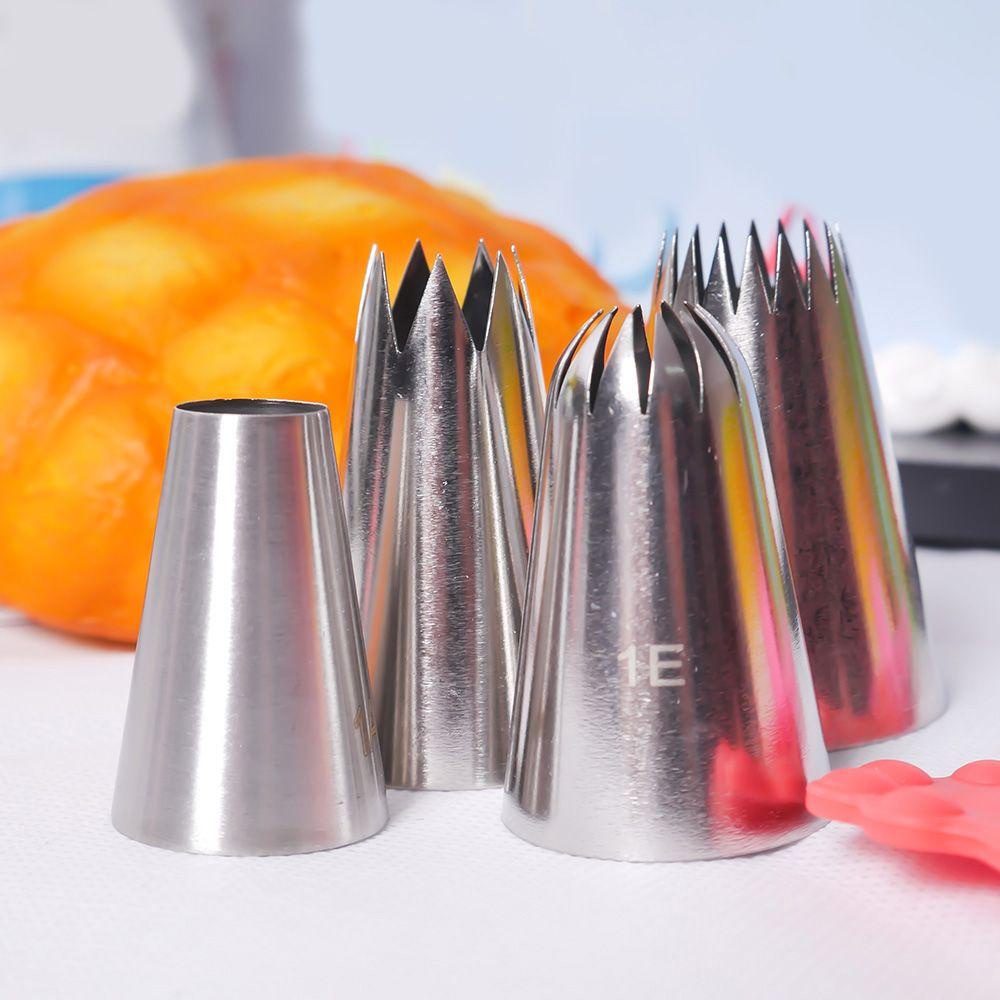 Solighter 4pcs Bunga Icing Piping Nozel Rusia Besar Pastry Tips Stainless Steel Cupcake Ice Cream Alat