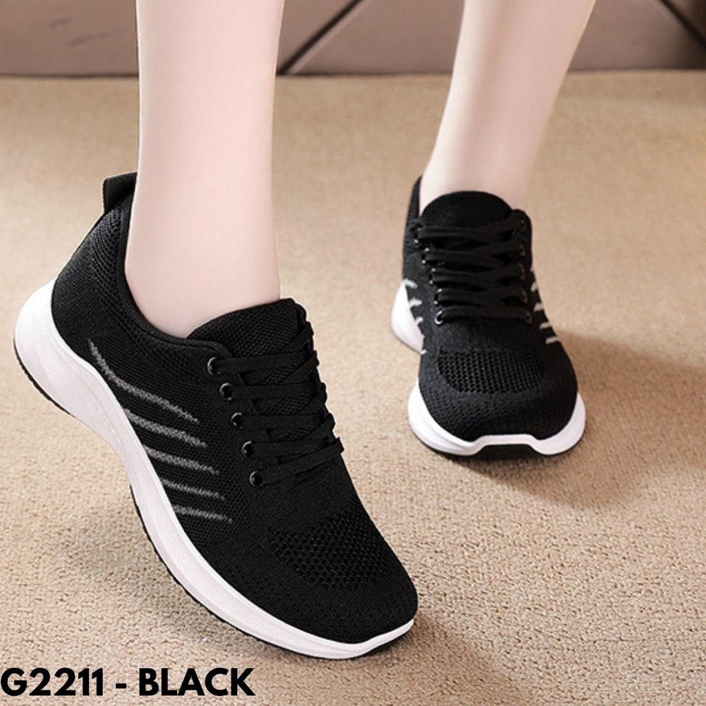 SEPATU SNEAKERS WANITA BEST SELLER NYAMAN DIPAKAI MARATHON BAHAN CANVAS MESH IMPORT G2211