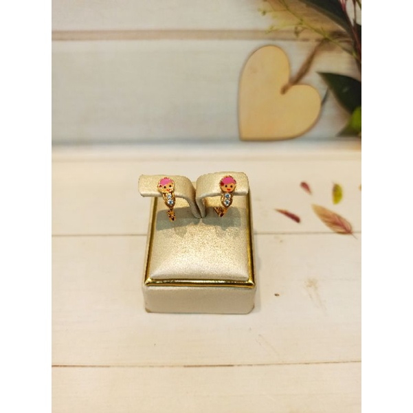 Anting jepit anak boneka Emas asli kadar 375/8k