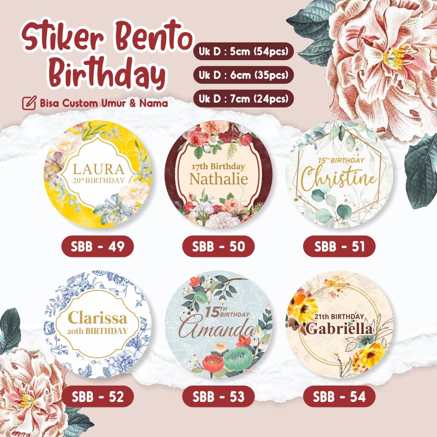 

stiker bulat birthday elegant free custom nama