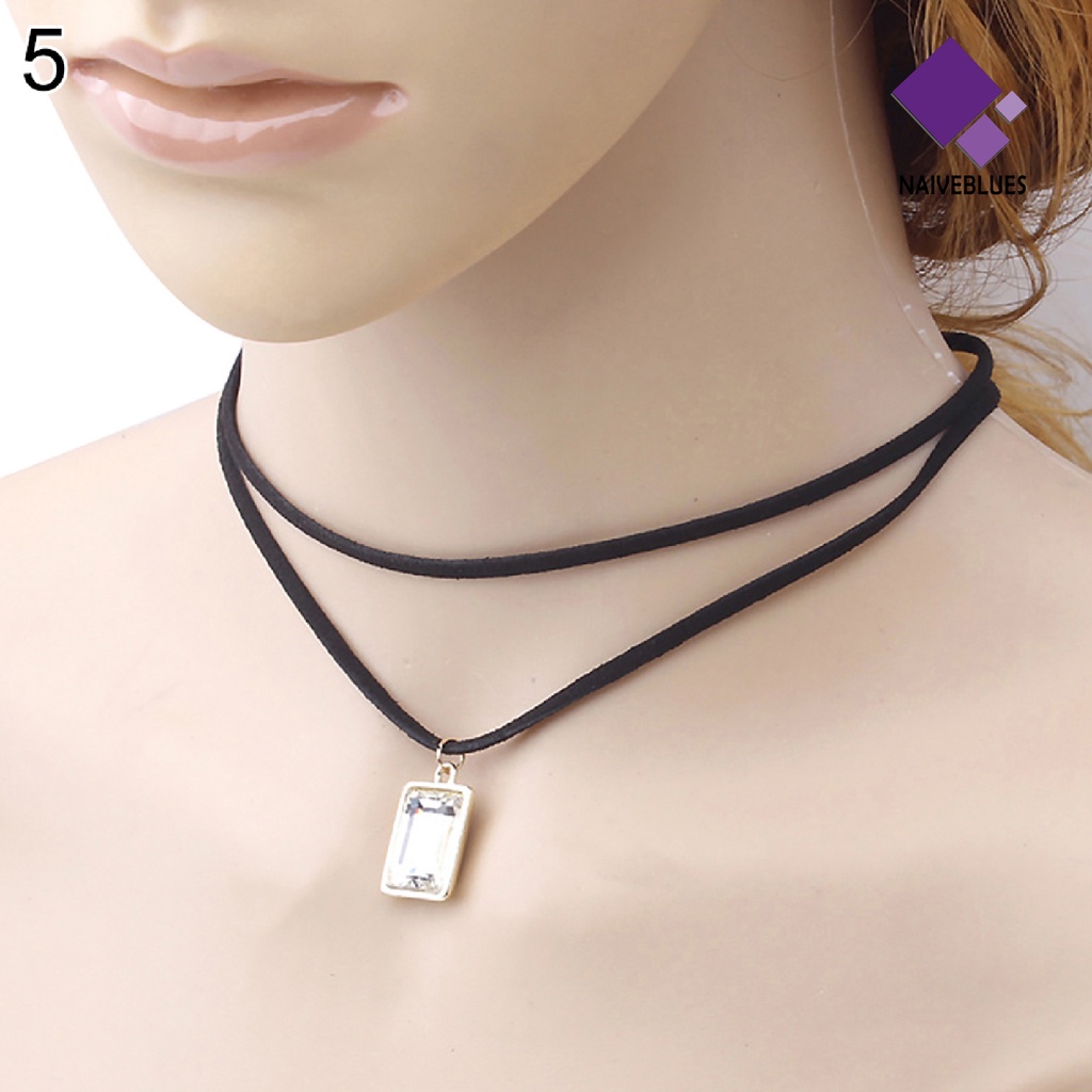 Kalung Choker Model Double Layer Bahan Velvet Warna Hitam Untuk Pesta