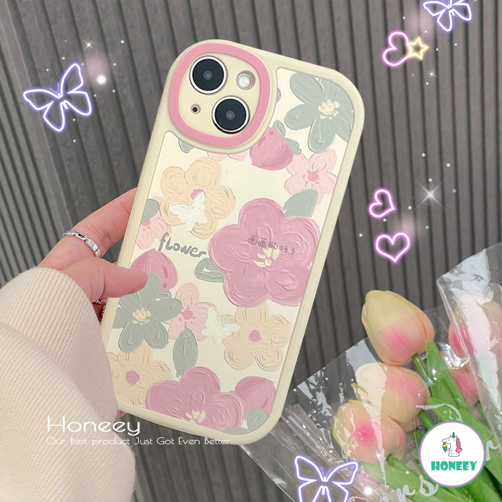 Soft Case TPU Motif Bunga Pink Retro Untuk IPhone 13 12 11 Pro Max X XR 8 7 Plus