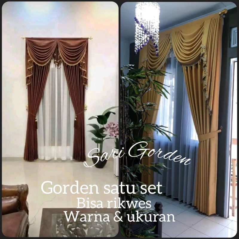 Tirai Poni Gorden 1Set Gelumbang Mewah Hordeng Blackaot poni