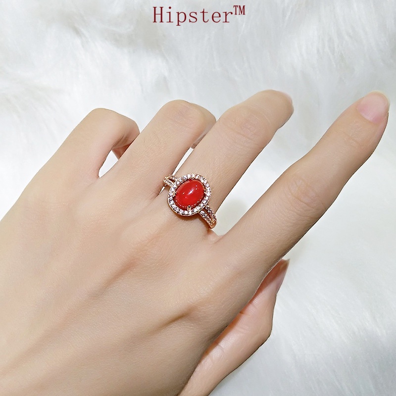 Hot Sale Affordable Luxury Fashion Temperament Inlaid round Glass Diamond Ring