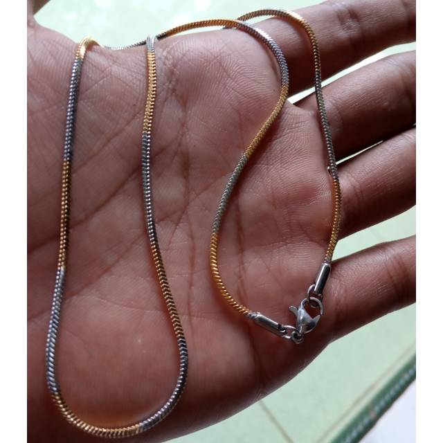 Kalung kotak titanium asli stainless steel kombinasi