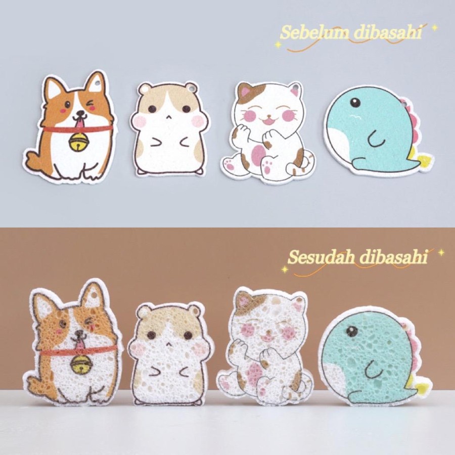 Sponge magic Spons busa cuci piring dish wash motif Lucu Kitchen Sponge Spon Karakter - SPK