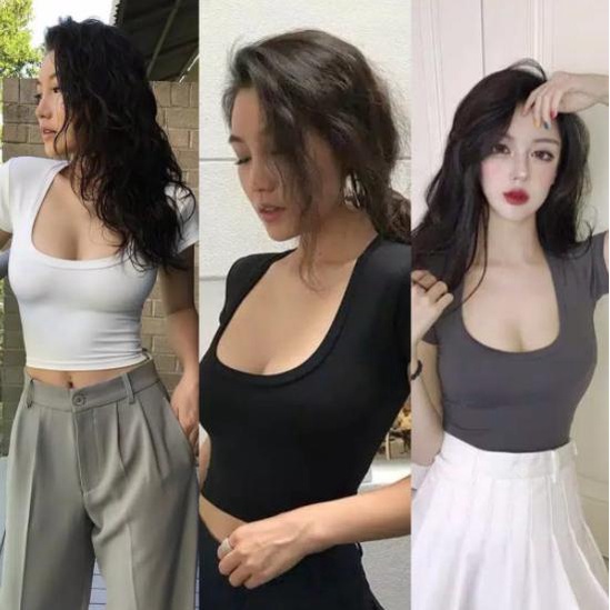 Crop top Wanita Sexy Croptop Korea Kaos Korea Korean Crop Top Sexy