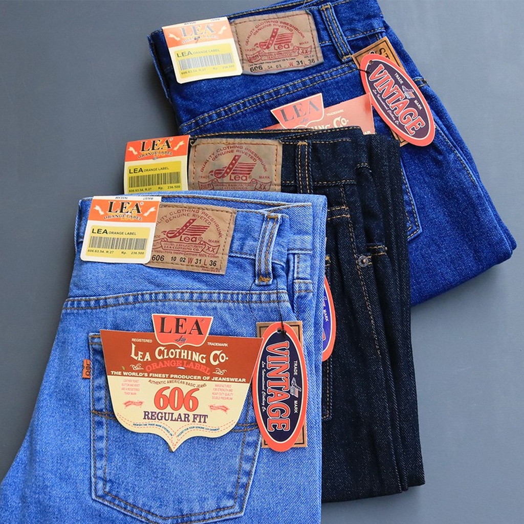 Celana jeans pria standarr lea grade ory emba jins lois quality bonus masker setiap beli jeans 2 pcs