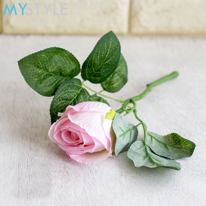 MYSTYLE BUNGA PLASTIK ROSE 287 BUNGA MAWAR SATUAN HIAS PLASTIC ARTIFICIAL BUNGA ARTIFISIAL MURAH-LIGHT PINK
