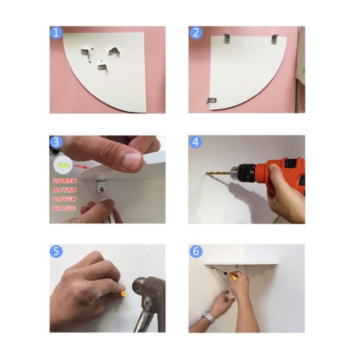 Rak Sudut Siku 3 Susun Vintage Dinding Kamar Mandi Dekorasi Rumah F389