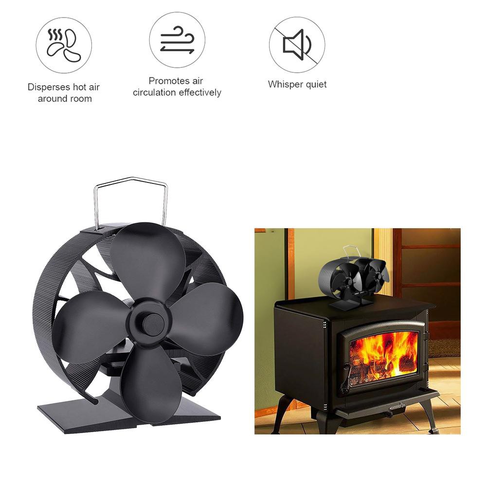 4 8 Blades Heat Powered Stove Fan Log Wood Burner Ecofan Quiet Black Home Fireplace Fan Efficient Shopee Indonesia
