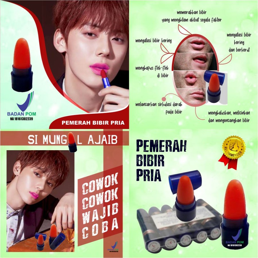 Lipstik jupon pemerah bibir pria asli BPOM Mengatasi bibir hitam pria perokok dan menghaluskan bibir