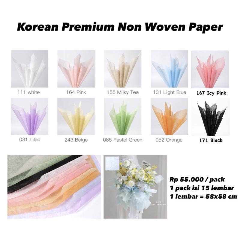 

Kertas Tisu Buket Premium (Korean Non Woven) Tissue Paper untuk Wrapping Bunga / Flower