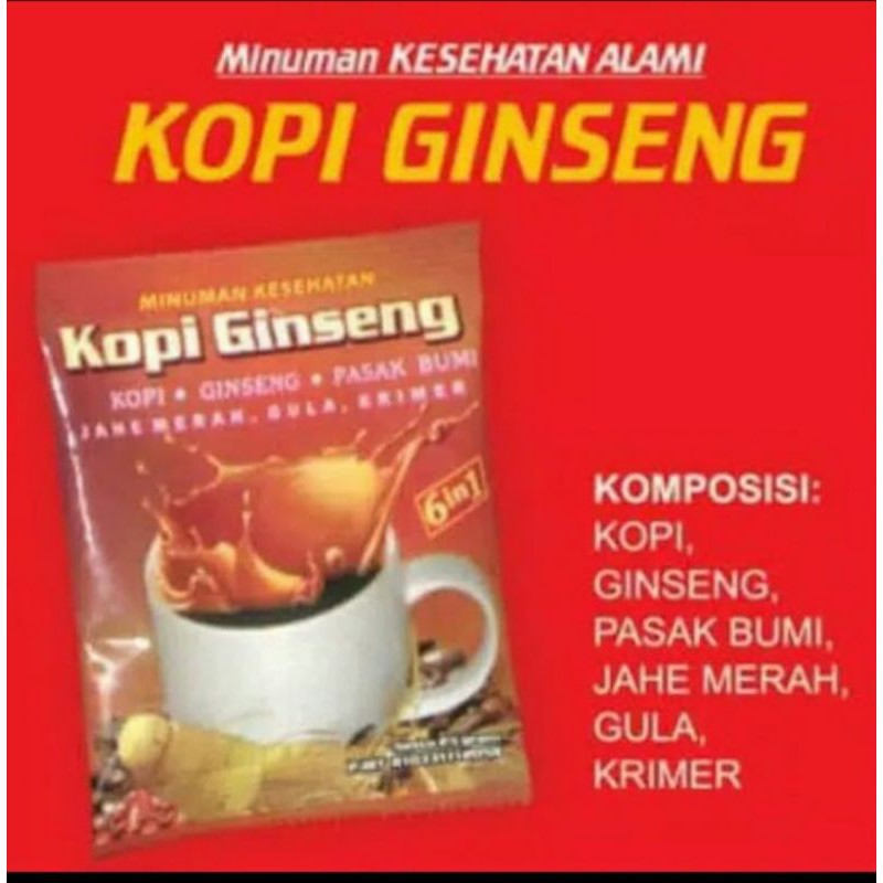 

KOPI GINSENG plus PASAK Bumi minuman instan menyegarkan donkrak stamna isi 10 sct