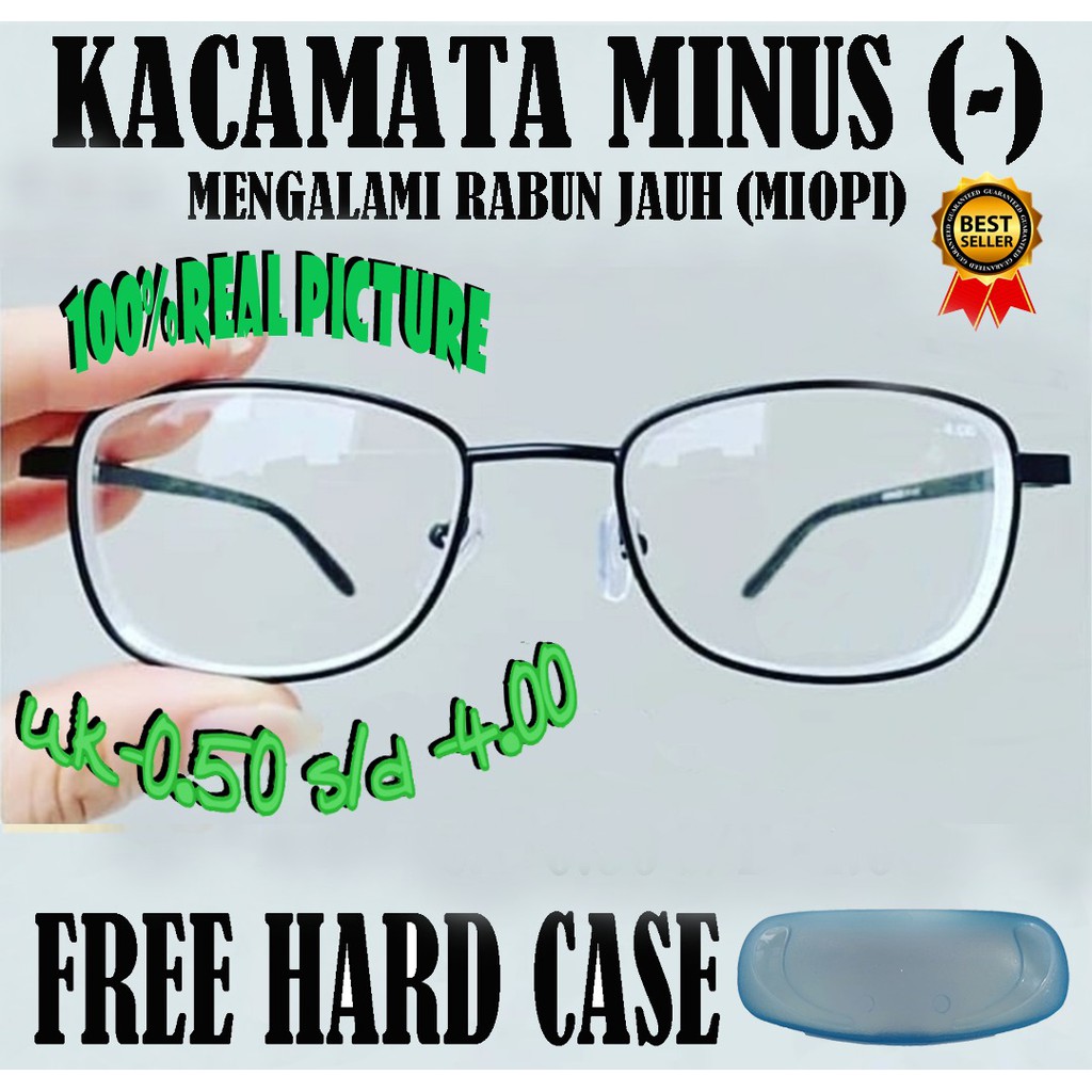 Kacamata bulat oval minus trandy masa kini uK -0.50 s/d -4.00 FreeCase