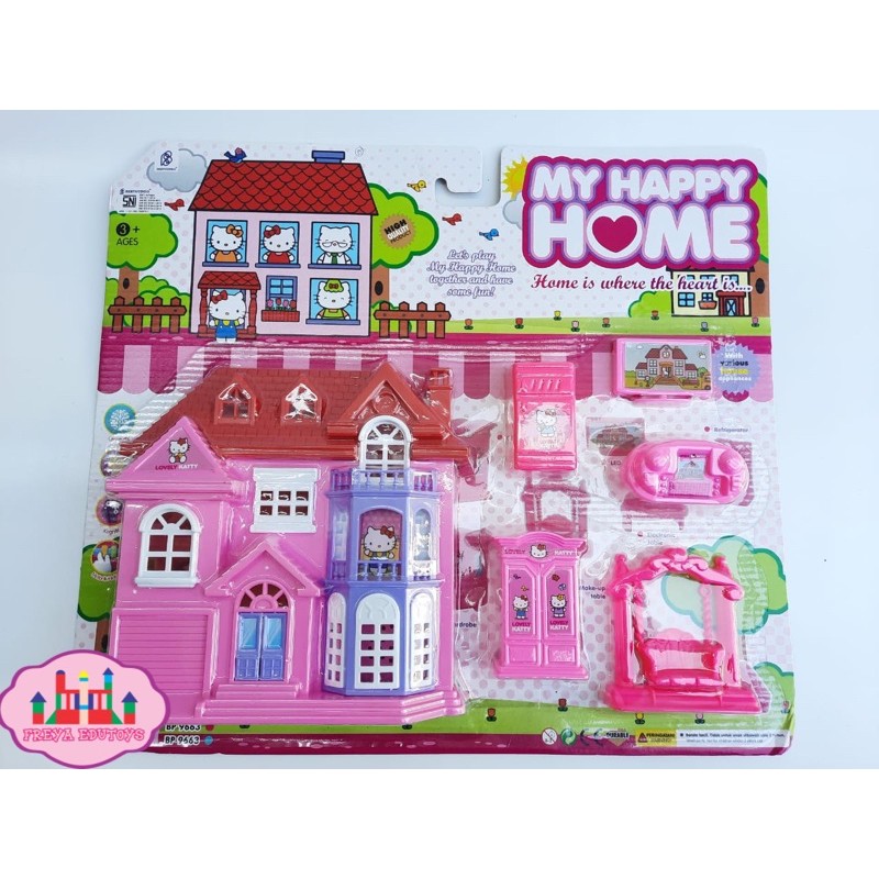 Mainan Rumah Barbie Boneka [Bisa COD] My Happy Home Hello Kitty Play House Rumah-rumahan