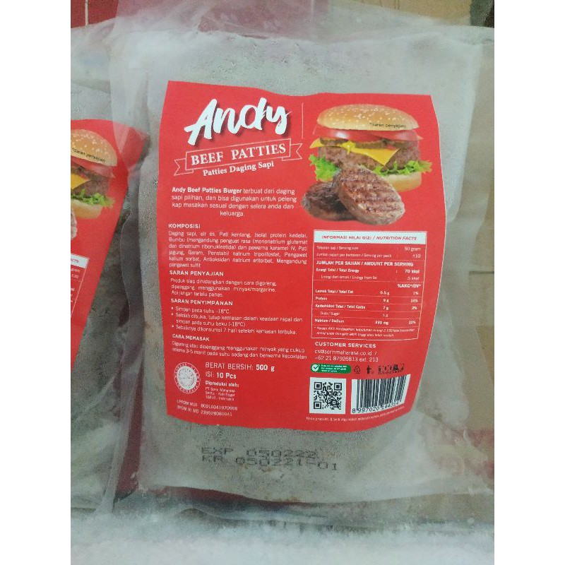 Beef Patties Burger Andy isi 10 (tebal)
