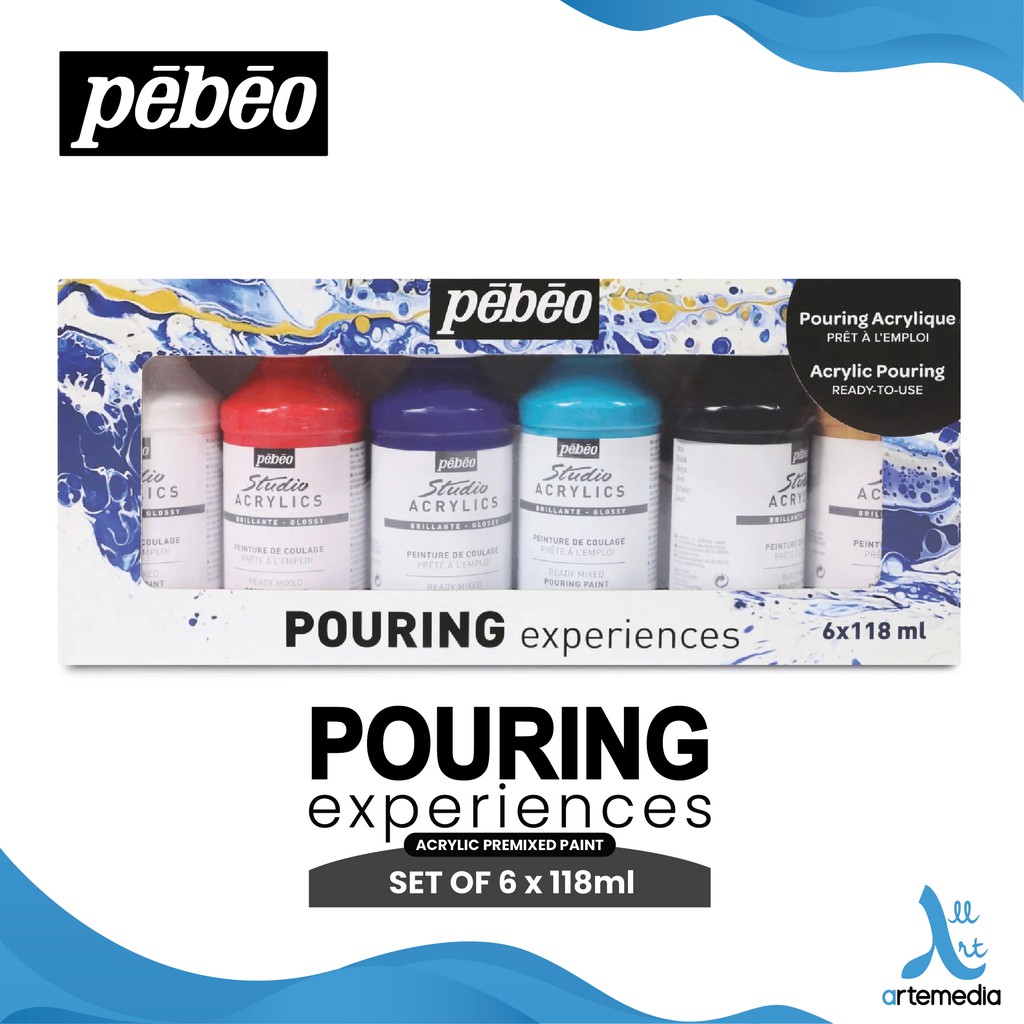 

Pebeo Pouring Experiences 6x118ml Acrylic Pre Mixed Paint