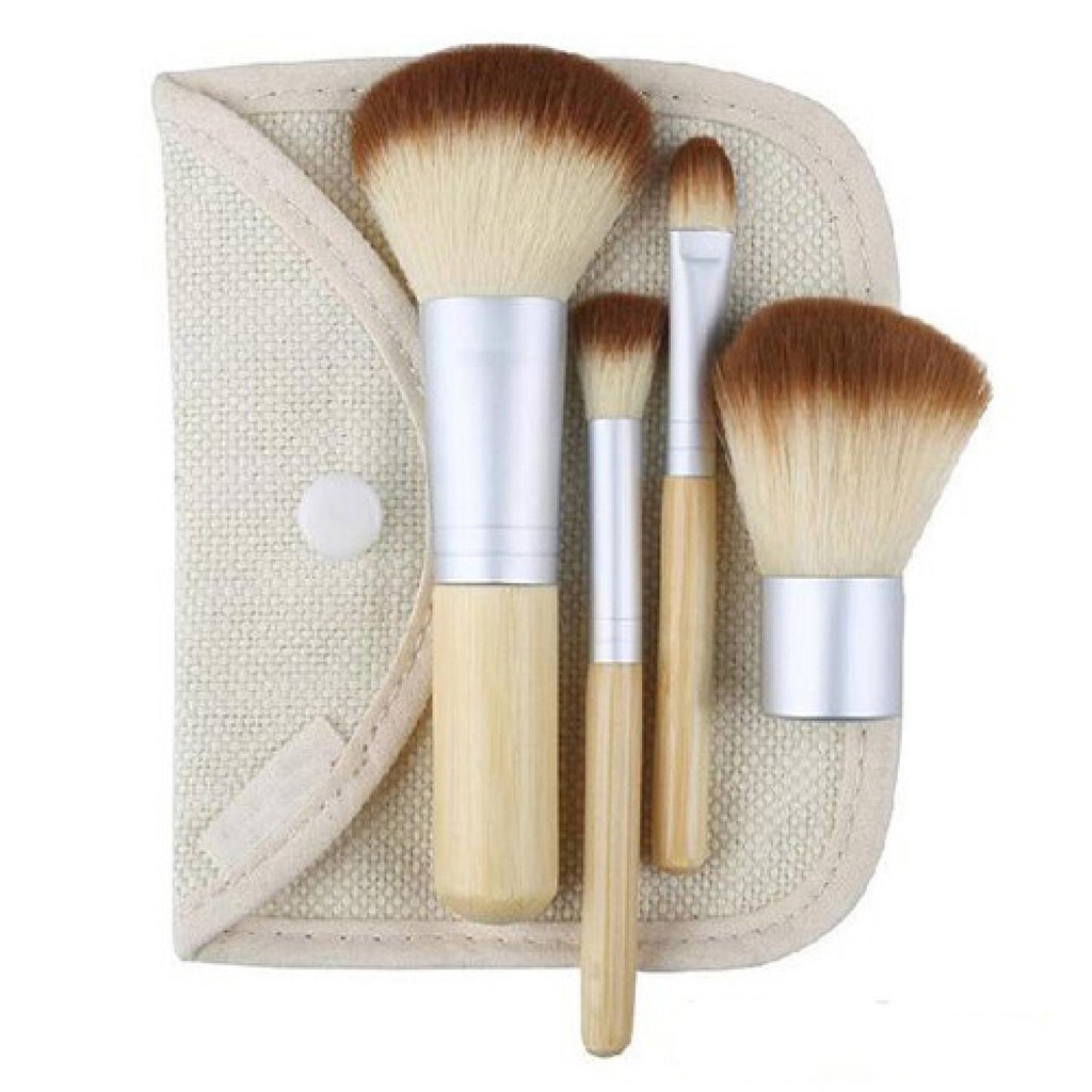 Kuas Make Up Bambu 4set MU 17 Brush Makeup Muka Berkualitas Brus Wajah Tdk Mudah Rusak Multifungsi