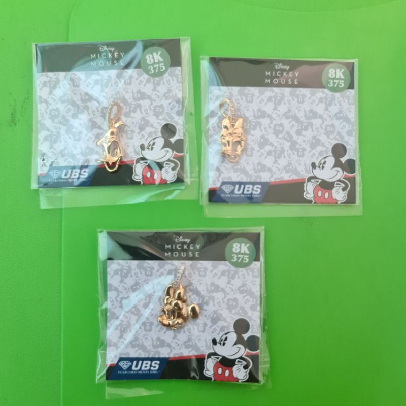 Liontin donald duck daisy duck minnie mickey mouse UBS 8K 375 dan 16K 700