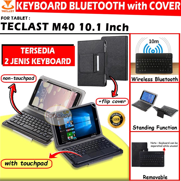 Teclast M40 Tablet Android 10.1 Wireless Bluetooth Keyboard Kibord Kibot Touch Track Pad Cover Case