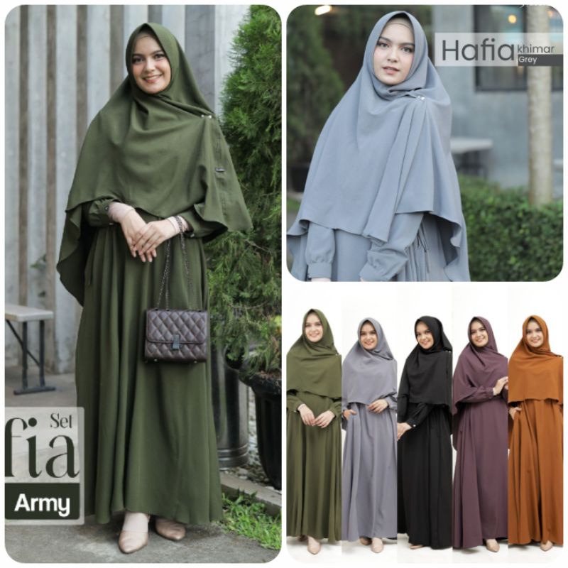 HAFIA SET SYAR'I BY AUDINA Dress Khimar Polos Syar'i