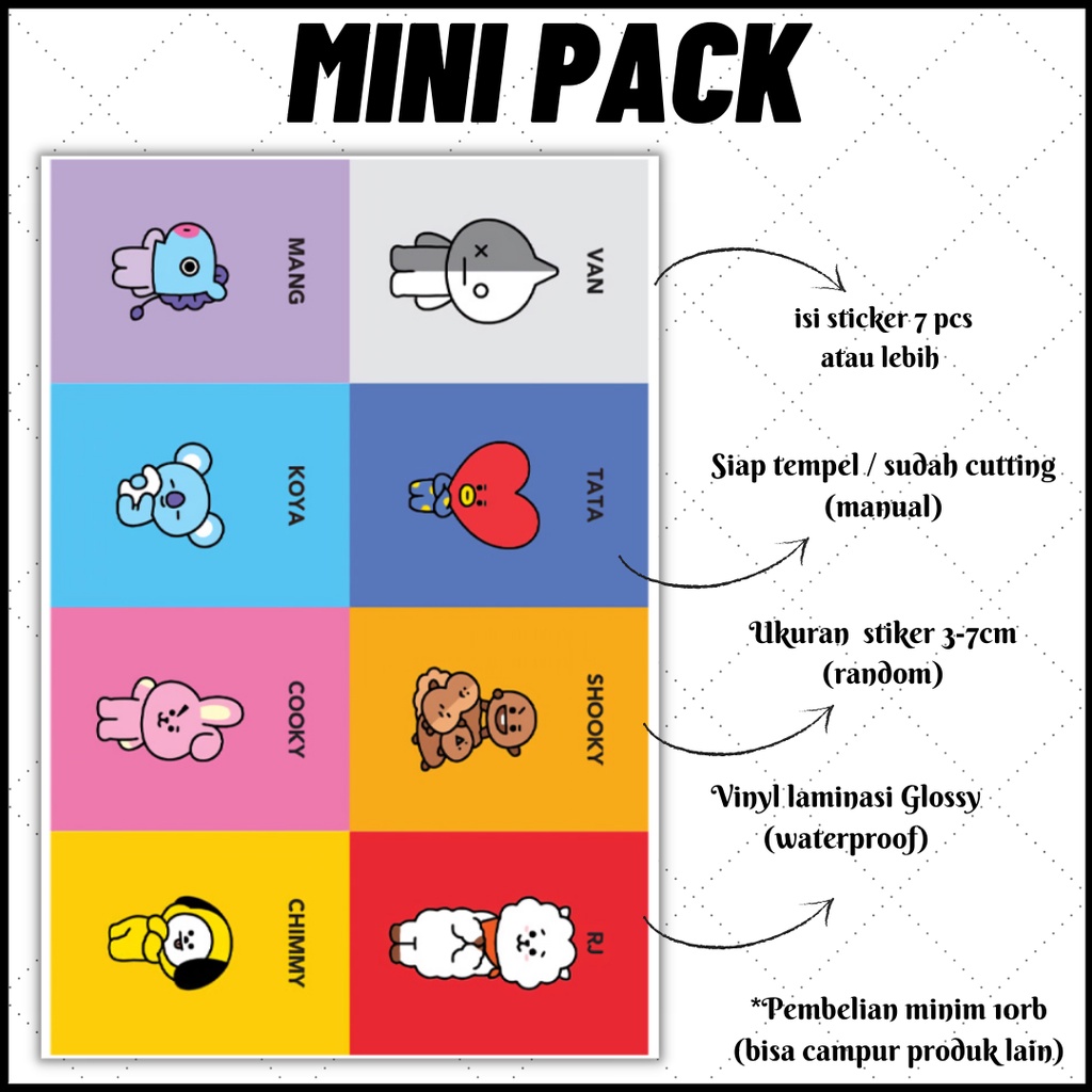 

[MINI PACK] STICKER KAWAII AESTHETIC BTS BT21 1 SERIES | STICKER TUMBLR | STICKER LAPTOP HP KOPER HELM