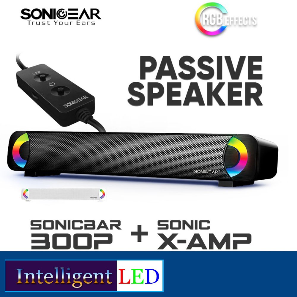 SonicGear 12W Passive Speakers 5V SoundBar Brilliant Lampu LED -300P