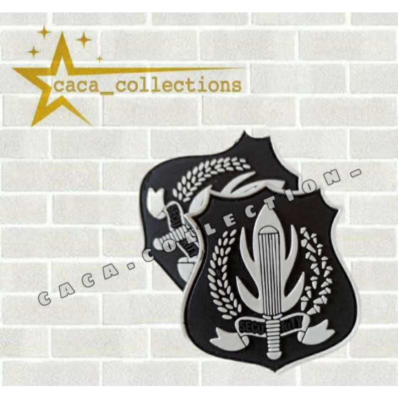 PATCH RUBBER LOGO SATPAM SECURITY INDONESIAN HITAM