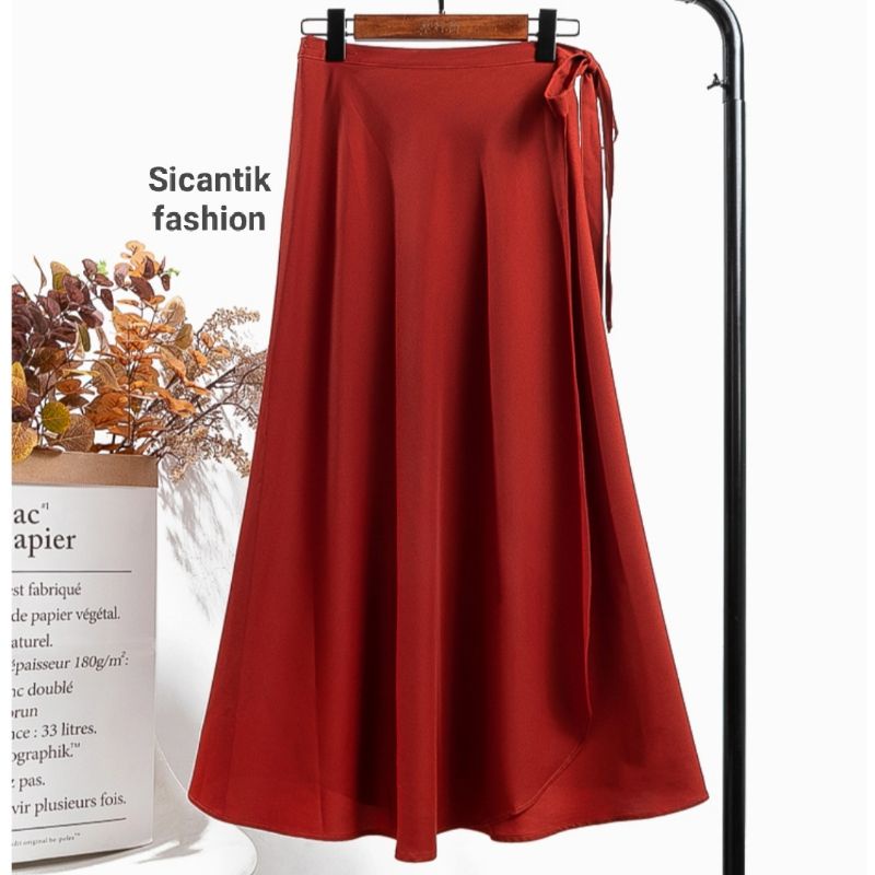 Rok A-line Shakila Strap/Rok Panjang Wanita Korea musim panas Fit to Xl-TALI SHAKILA~MARUN