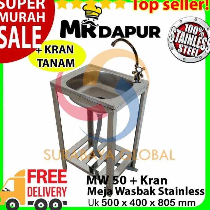 .........] Wasbak Cuci Piring MrDapur MW 50 Kran Portable Stainles SoundPad