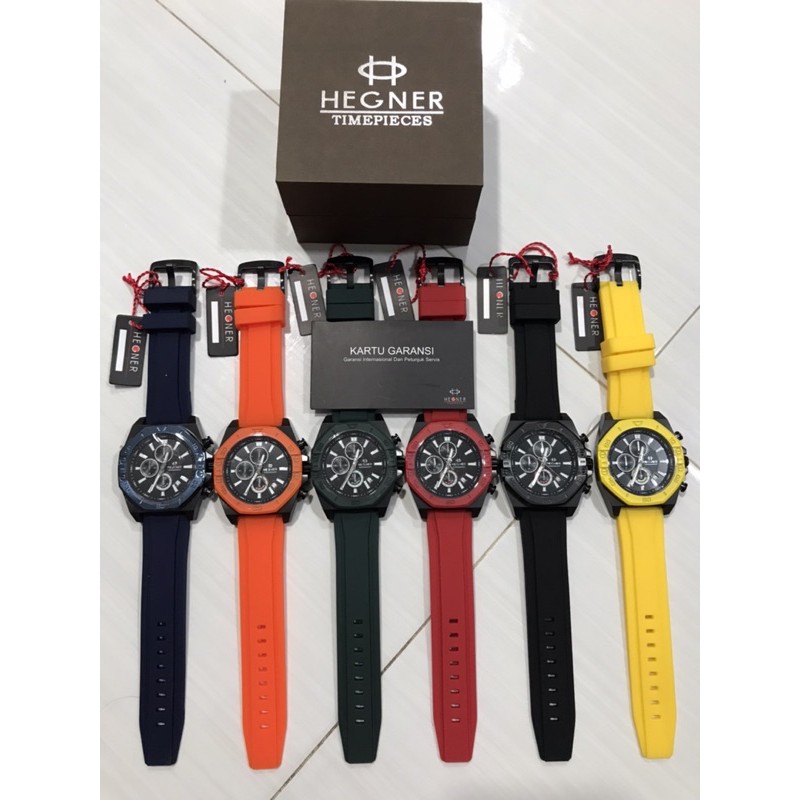 NEW ARRIVAL JAM TANGAN PRIA HEGNER CRONO HW 1670G RUBBER 52MM ORIGINAL 100%
