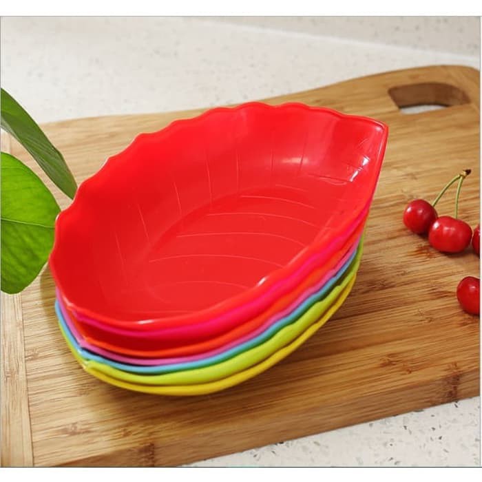 PIRING MOTIF DAUN - PIRING MAKAN - PIRING SNACK - PIRING SAJI MELAMIN - PERALATAN MAKAN