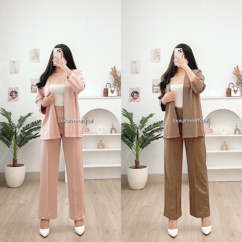 lookatmeofficial • Loui 2in1 Set Blazer + Pants Bahan Scuba Premium