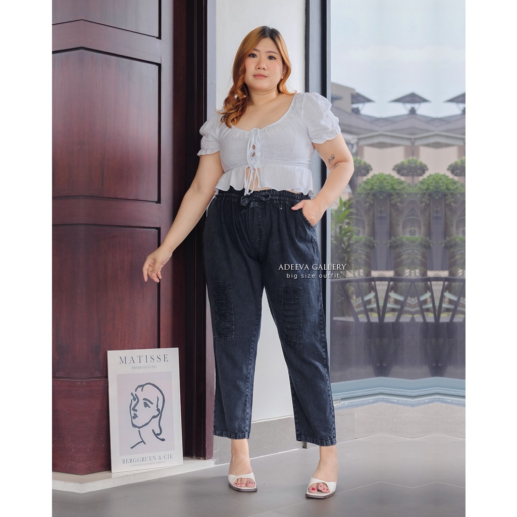 ADEEVA Redea Pants Super Jumbo Celana Jeans Wanita Jumbo