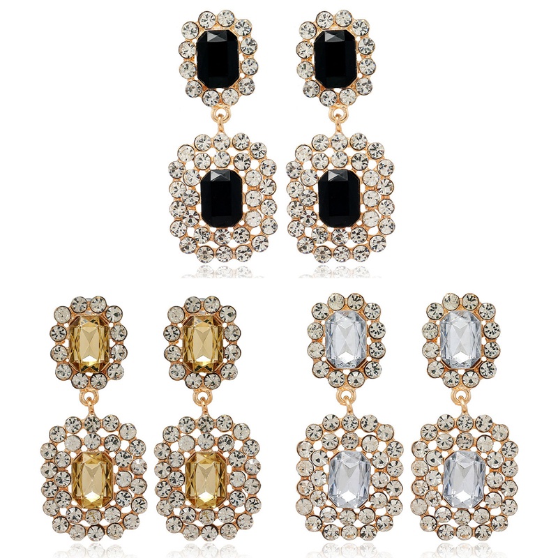 Anting Gantung Panjang Model Geometri Bahan Alloy Anti Karat Untuk Wanita