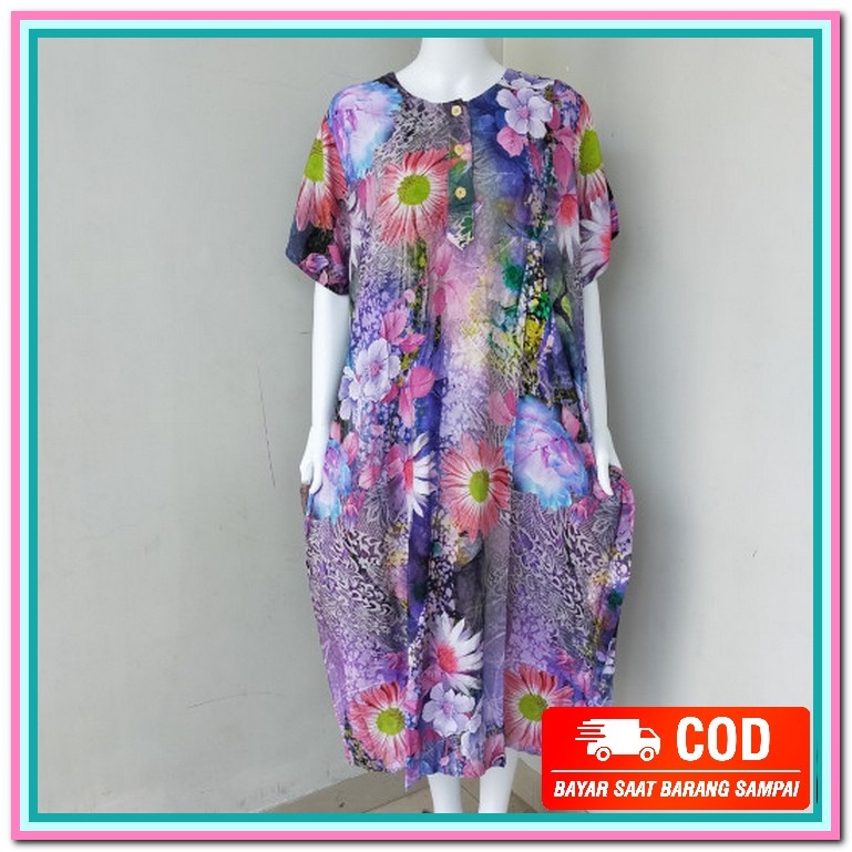 Baju Daster Wanita Dewasa - Daster Abstrak Jessica FV715 Sher || Daster Kuda Mas Jumbo Ld 130Cm - U