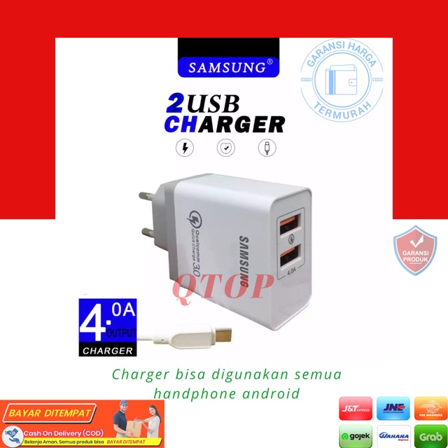 Charger casan 2usb 4A Samsung, Xiaomi, Oppo, Vivo 2 usb  4.0A Charger Casan Oppo [QTOP.ID]