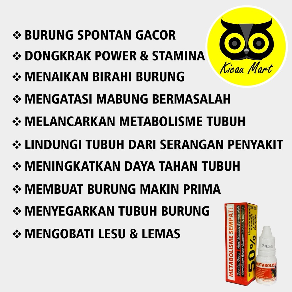 VITAMIN METABOLISME SEMPATI OBAT PENGGACOR BURUNG MURAI KACER LOVEBIRD PLECI KENARI NGEKEK METASEM