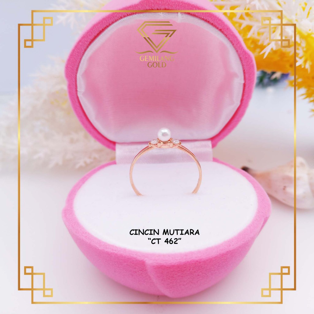 CINCIN EMAS ASLI KADAR 300 (6K) MATA MUTIARA MERMAID CINCIN EMAS WANITA PESTA & MEWAH CINCIN WANITA 