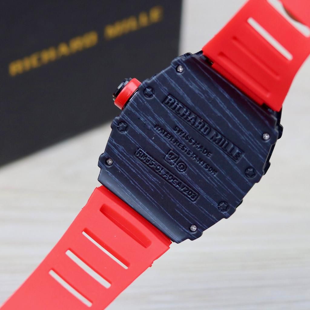 JAM TANGAN PRIA RM45 TALI RUBBER CHRONOGRAPH TANGGAL AKTIF DM 4.3CM FREE BOX  || JAM TANGAN FASHION PRIA