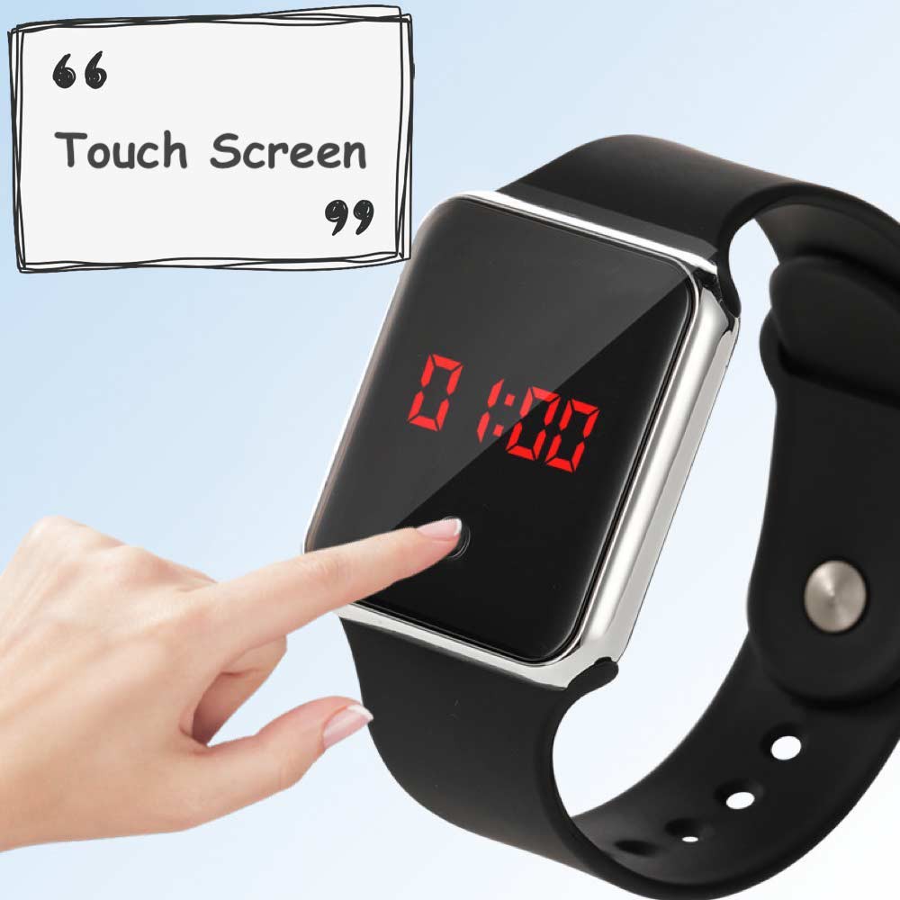 Touch Screen★LED Watch [ Black Gold ] Jam Tangan Digital Pria &amp; Wanita - Strap Rubber FREE STRAP