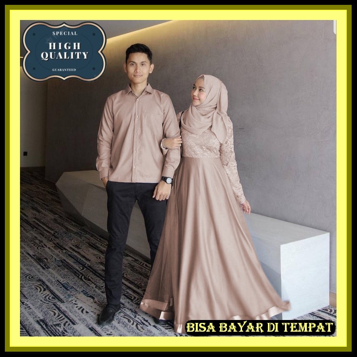 Gamsi Couple Pasangan Suami Istri Motif Polos Pesta Lebaran Terbaru 2022 Kekinian Bhn Wolfis Size L 