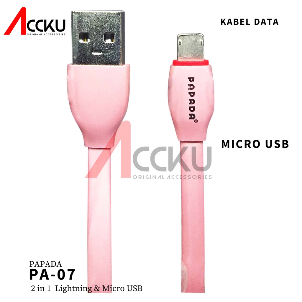 Kabel data 2in1 lightning &amp; Micro Usb kabel charger micro usb kabel lightning usb PAPADA PA-07